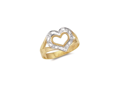 Two Tone Plated Filigree Heart Ring